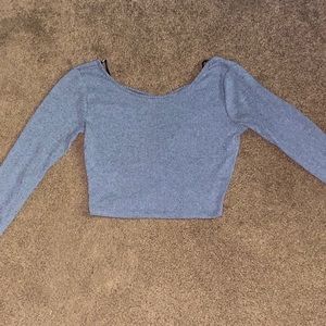Gray long sleeve sweater crop top